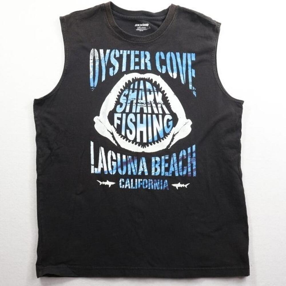 Oyster Cove Shirt Mens L Black Sleeveless Tank Top Laguna Beach Shark Fishing